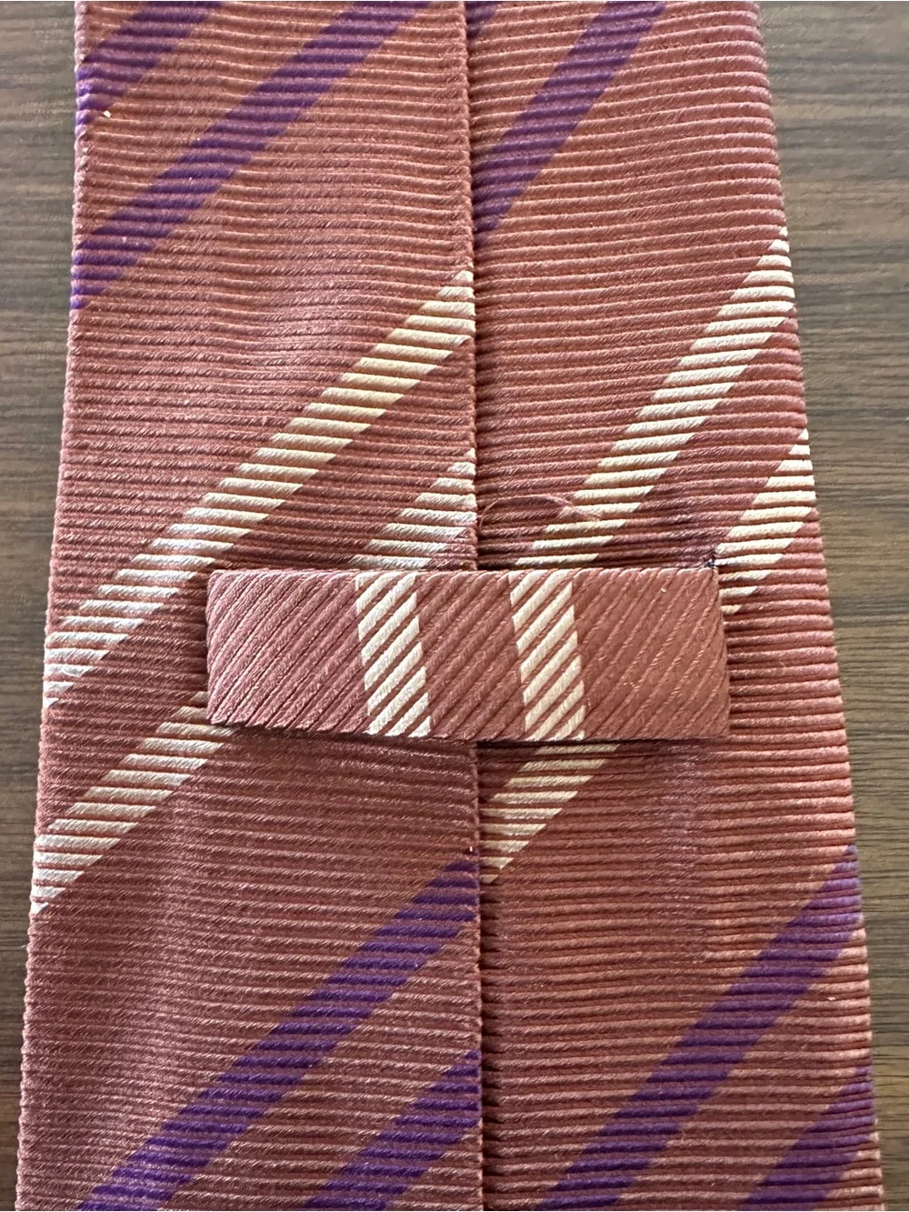 Paul Stuart Rust & Cream Striped Neck Tie